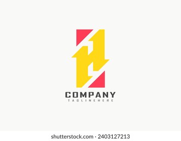 Abstract Initial Letter H Logo. Geometric Shapes Letter H Isolated on White Background. Suitable For Business and Branding Logos. Flat Design Vector Template Elements
