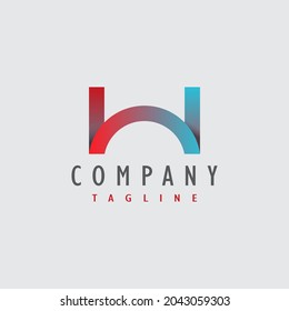 Abstract Initial Letter H or W Logo. Red and Blue Letter H or W Bridge Shapes. Usable for Business and Technology Logos. Flat Vector Logo Design Template Element.