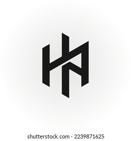 Abstract initial letter HA or AH logo in black color isolated in white background applied for staffing agency logo also suitable for the brands or companies have initial name AH or HA.