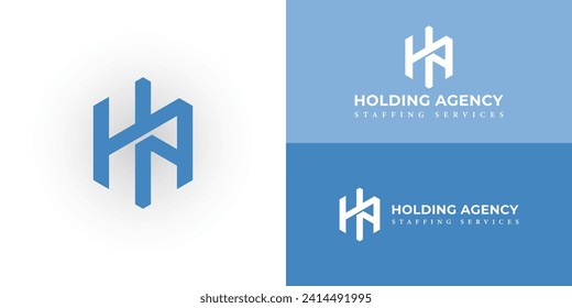 Abstract initial letter HA or AH logo in blue color isolated in white background applied for staffing agency logo also suitable for the brands or companies have initial name AH or HA.