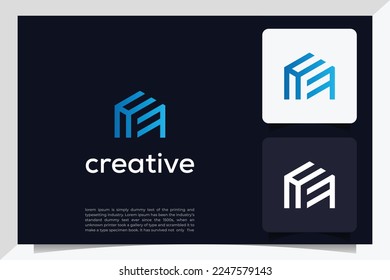 abstract initial letter HF in the form of house in blue color applied for an investment firm logo design also suitable for the brands or companies that have initial name HF