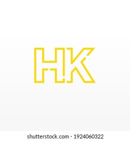 Resumen De La Letra Inicial Logotipo HK. Estilo de línea aislado. Usable para Logos de Negocios y Tecnología. Elemento de plantilla de diseño de logotipo de vectores planos.
