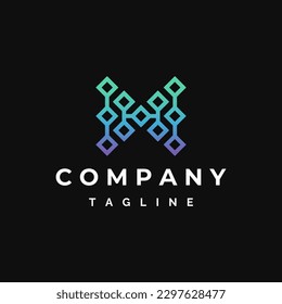 Resumen Carta inicial Diseño de plantillas de iconos de logotipos HM o MH Tech