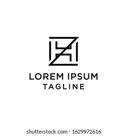 abstract Initial letter HZ, ZH logo design template
