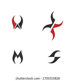 abstract initial letter icon set, letter logo and symbol, simple tattoo vector graphic design, isolated on white background.