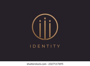 Abstract initial letter III logo,usable for branding and business logos, Flat Logo Design Template, vector illustration