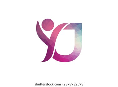 Abstract Initial Letter J Connecting People Logo.