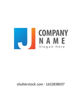 Abstract Initial Letter J Logo with Square Element. Design Vector logo For Company. 