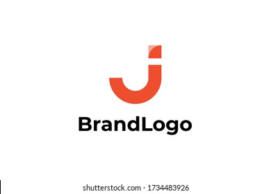 Abstract Initial Letter J Logo. Orange Linear Style isolated on White Background. Usable for Business, Technology and Branding Logos. Flat Vector Logo Design Template Element.