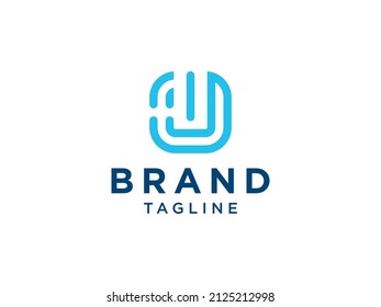Abstract Initial Letter J Logo. Blue Shape Linear Style isolated on White Background. Usable for Business and Branding Logos. Flat Vector Logo Design Template Element