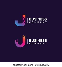 Abstract Initial Letter J Logo, Pixels Technology and Digital Branding