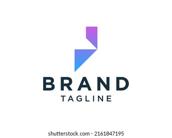 Resumen Logo De La Letra Inicial J. Forma azul Estilo lineal aislado en fondo blanco. Usable para logotipos de empresas y marcas. Elemento de plantilla de diseño de logotipo de vectores planos