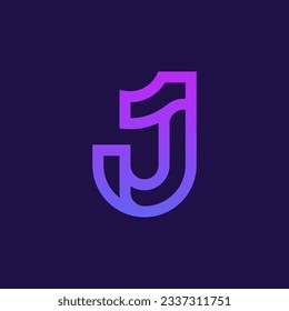 Abstract Initial Letter J Logo with Monoline style. Logo design, vector and illustration