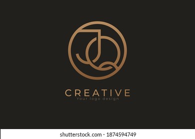 Abstract initial letter J and Q logo,usable for branding and business logos, Flat Logo Design Template, vector illustration