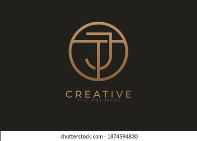 Abstract initial letter J and T logo,usable for branding and business logos, Flat Logo Design Template, vector illustration