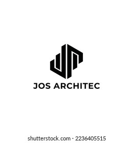 Resumen de la letra inicial Logotipo JA o AJ en color negro aislado en color blanco aplicado para el logotipo de estudio de arquitectura también adecuado para las marcas o empresas tienen el nombre inicial AJ o JA.