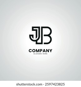 Abstract Initial Letter JB BJ Modern Minimal Unique Logo Design Vector.