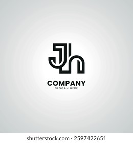Abstract Initial Letter JH HJ Modern Minimal Unique Logo Design Vector.