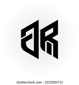 Abstract initial letter JR or RJ Logo in black color isolated in white background