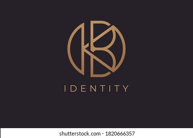 Abstract initial letter K and B logo,usable for branding and business logos, Flat Logo Design Template, vector illustration