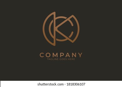 Abstract initial letter K and C logo,usable for branding and business logos, Flat Logo Design Template, vector illustration
