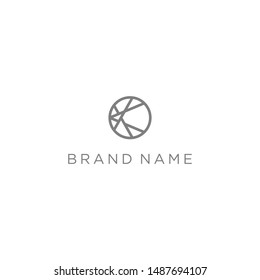 Abstract initial letter K with circle shape, minimal awesome professional logo design template - Vector