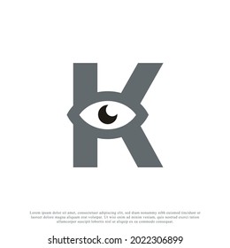 Abstract Initial Letter K with Eye Logo Design. Vector Illustration