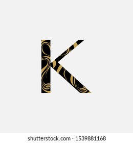 Abstract Initial Letter  K logo icon design concept with black and gold color.