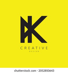 Resumen de la letra inicial A y del logotipo K. Diseño del logotipo AK de letras creativas y minimalistas con letras monograma dentro del círculo. Ilustración de iconos del vector de diseño. Editable en formato vector.