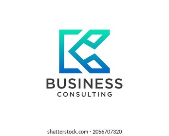 Resumen del logotipo de la letra inicial K. Puntos de píxeles de flecha geométrica de gradiente azul verde. Usable para Logos de Negocios y Tecnología. Elemento de plantilla de diseño de logotipo de vectores planos.