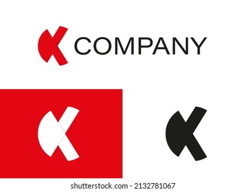Abstract Initial Letter K Logo. Geometric Line with Half Circle Shapes  Letter K Isolated on Variation Background. Suitable For Business and Branding Logos. Flat Design Vector Template Elements