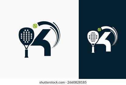 Ilustración vectorial de diseño de logotipo de raqueta de pádel y letra inicial Abstractas