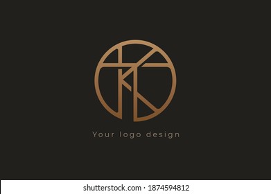 Abstract initial letter K and T logo,usable for branding and business logos, Flat Logo Design Template, vector illustration