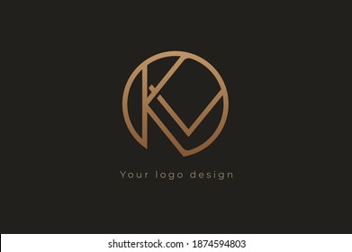 Abstract initial letter K and V logo,usable for branding and business logos, Flat Logo Design Template, vector illustration