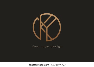 Abstract initial letter K and Y logo,usable for branding and business logos, Flat Logo Design Template, vector illustration