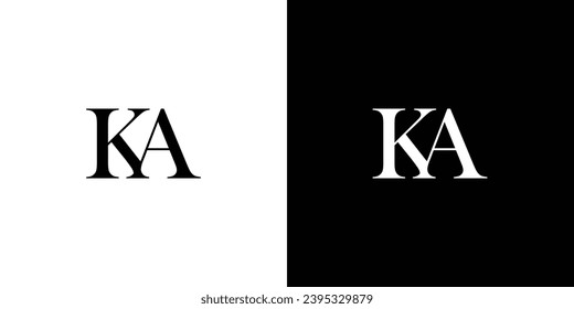Abstract initial letter KA or AK logo template in black and white color