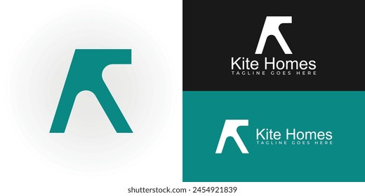 Abstract initial letter KH or HK logo in green color isolated on multiple background colors. The logo is suitable for construction and real estate company icon logo design inspiration templates.