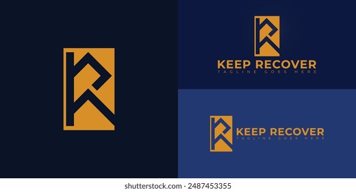 Abstrakter Anfangsbuchstabe KR oder RK Logo in Goldfarbe isoliert auf mehreren Hintergrundfarben. Das Logo eignet sich für Immobilien und Beratung Logo Vektorgrafik Design Illustration Inspiration Vorlagen.