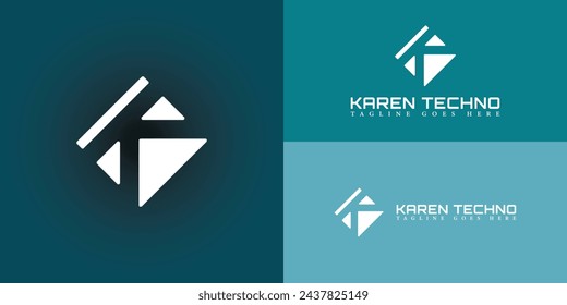 Abstract initial letter KT or TK logo design vector illustration template in white color isolated on multiple  background colors applied for website application technology logo design inspiration