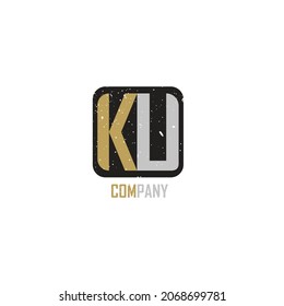 Abstract initial letter KU or UK logo in gold and silver color isolated in white background applied for business and finance company logo design also suitable for other brands or companies