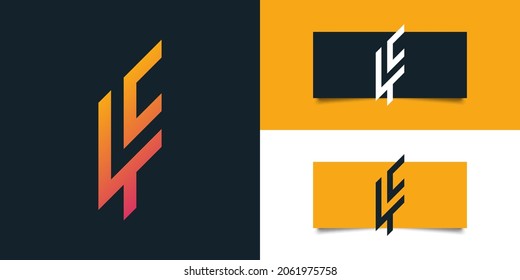 Abstract Initial Letter L and F or T and E Logo Design in Colorful Gradient. LF or TE Monogram Logo