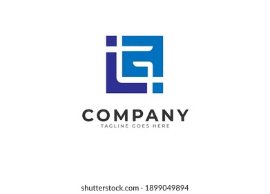 Resumen Letra inicial L, G y logotipo A, forma cuadrada con letra L, G y combinación, Plantilla de diseño de logotipo de estilo plano, ilustración vectorial