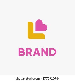Abstract initial letter L with heart vector logo template