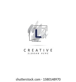Abstract initial letter l logo with brush stroke element  Dirty artistic design element  vector symbol template