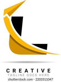 Abstract initial letter L logo. Black and Yellow isolate on white background. Usable for a company identity, travel, Business, and Branding Logos. Flat vector logo design template element