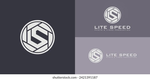 abstract initial letter L and S logo in the form of white shutter illustration applied for photography, videography, and video productions logo design also suitable for the brand with initial LS or SL