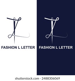 Abstract Initial Letter L Tailor logo, thread and needle combination, Flat Logo Design Template, vector illustration