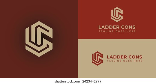 Abstract initial letter LC or CL logo in gold color isolated in deep red background applied for construction company logo also suitable for the brand or company that have initial name LC or CL