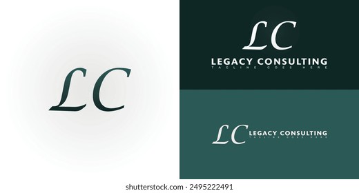 Abstract initial letter LC or CL in green color isolated on multiple background colors. The logo is suitable for consulting company logo design inspiration templates.