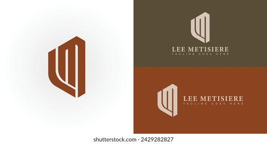 Abstract initial letter LM or ML logo in deep red color isolated in multiple backgrounds applied for traditional bakery industry logo also suitable for the brand or company have initial name ML or LM